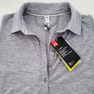 LOT OF 3 NWT Under Armour Ladies Zinger Sleeveless Golf Polo, Grey, Size S